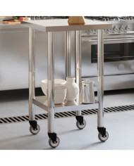 Table de travail de cuisine avec roues 55x55x85 cm inox | Mobilier & Déco