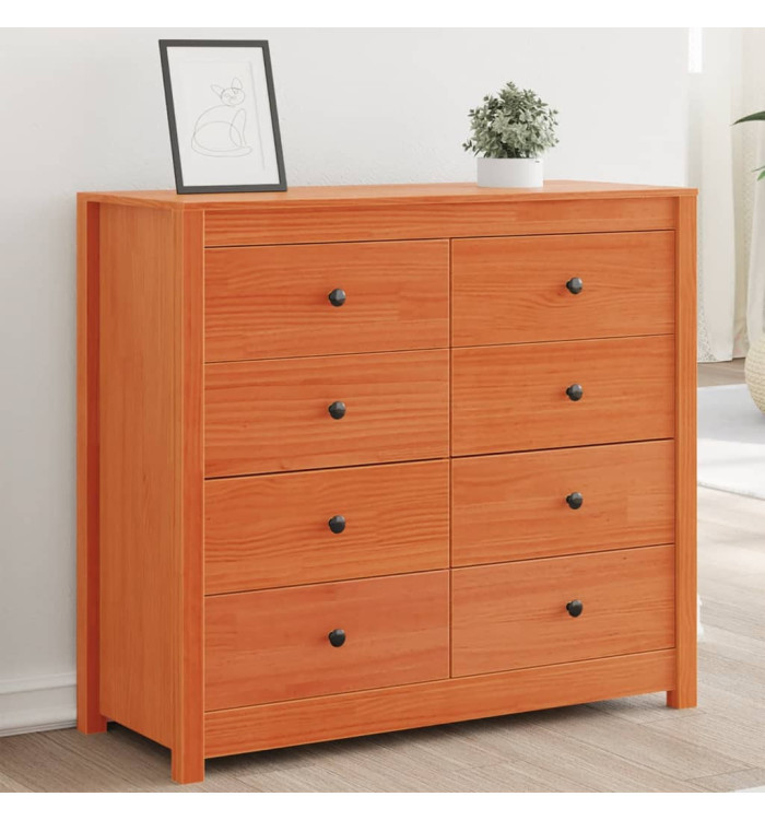 Armoire latérale cire marron 100x40x90 cm bois de pin massif | Mobilier & Déco