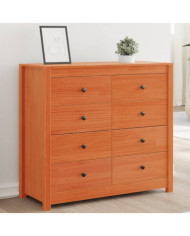 Armoire latérale cire marron 100x40x90 cm bois de pin massif | Mobilier & Déco