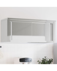 Armoire murale de cuisine avec portes coulissantes inox | Mobilier & Déco