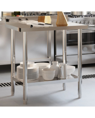 Table de travail de cuisine avec dosseret 82,5x55x93 cm inox | Mobilier & Déco