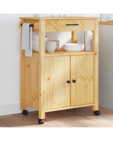 Chariot de cuisine MONZA 60x40x90 cm bois massif de pin | Mobilier & Déco