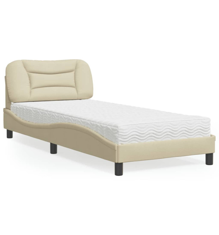 Lit avec matelas crème 80x200 cm tissu | Mobilier & Déco