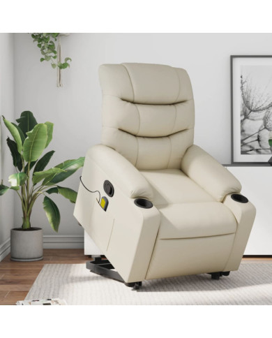 Fauteuil inclinable de massage Crème Similicuir | Mobilier & Déco