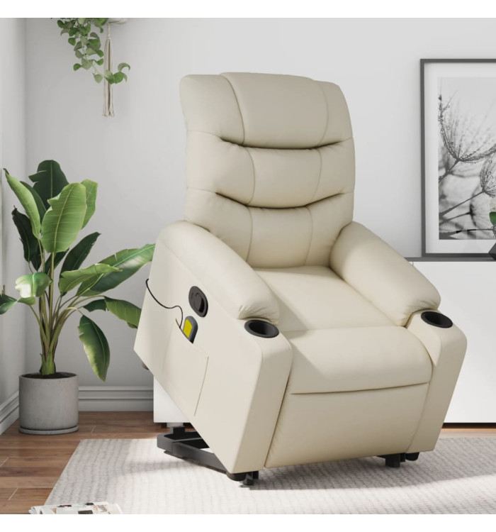 Fauteuil inclinable de massage Crème Similicuir | Mobilier & Déco