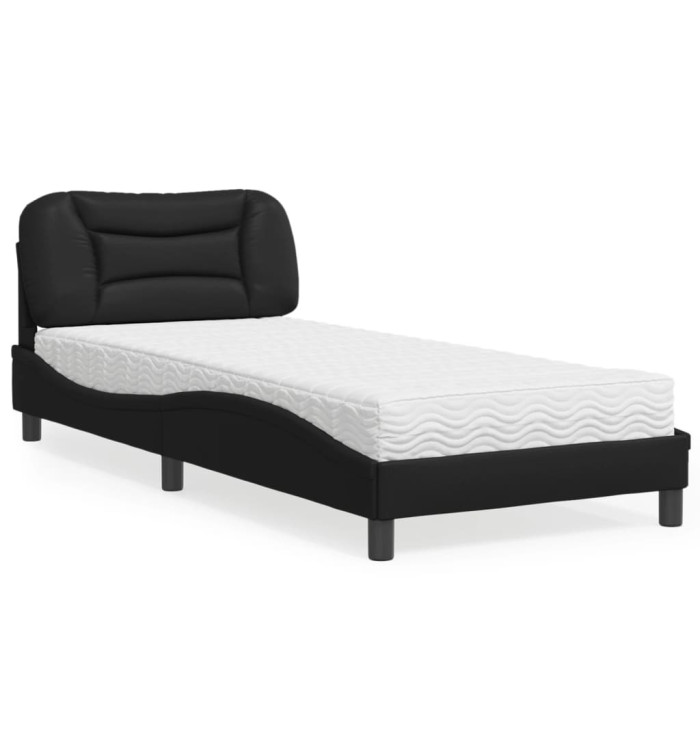 Lit avec matelas noir 80x200 cm similicuir | Mobilier & Déco