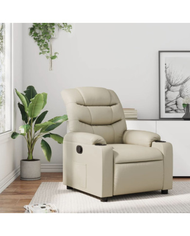 Fauteuil inclinable Crème Similicuir | Mobilier & Déco