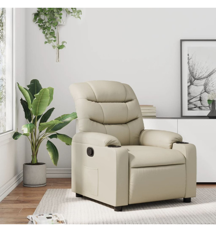 Fauteuil inclinable Crème Similicuir | Mobilier & Déco