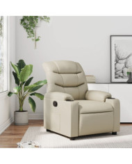 Fauteuil inclinable Crème Similicuir | Mobilier & Déco