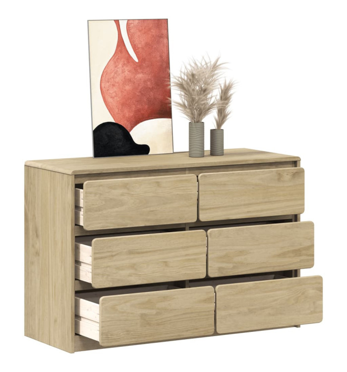 Commode SAUDA chêne 111x43x73,5 cm bois de pin massif | Mobilier & Déco