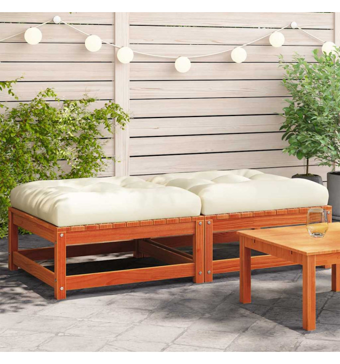 Repose-pieds de jardin avec coussins 2 pcs bois massif pin | Mobilier & Déco