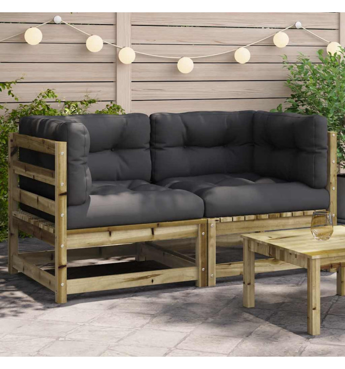 Canapés d'angle de jardin avec coussins 2 pcs bois pin imprégné | Mobilier & Déco