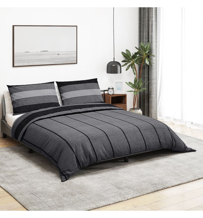 Ensemble de housse de couette gris foncé 260x220 cm Coton | Mobilier & Déco