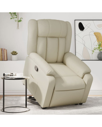 Fauteuil inclinable Crème Similicuir | Mobilier & Déco