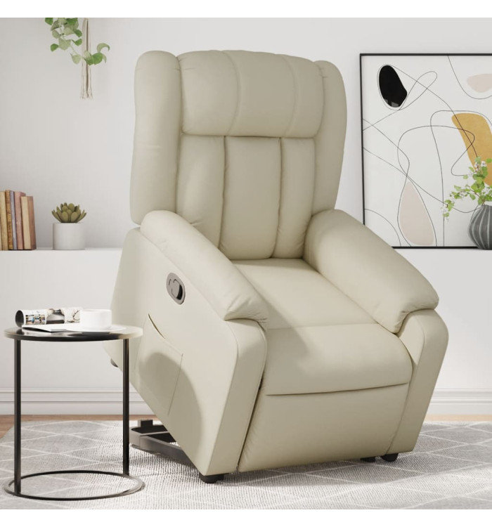Fauteuil inclinable Crème Similicuir | Mobilier & Déco