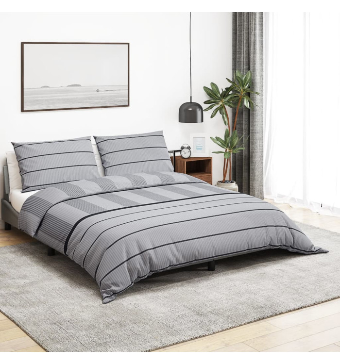 Ensemble de housse de couette Gris 200x200 cm Coton | Mobilier & Déco
