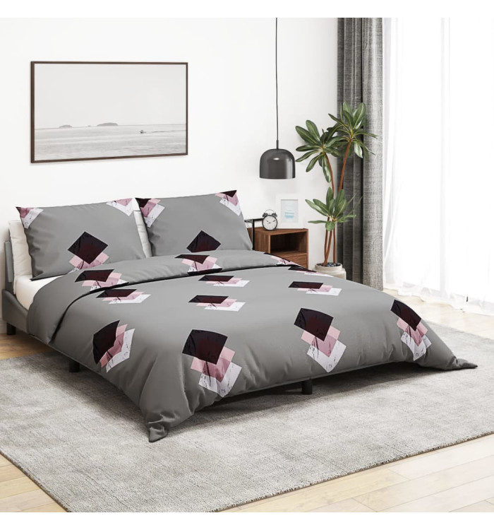 Ensemble de housse de couette Gris 200x200 cm Coton | Mobilier & Déco