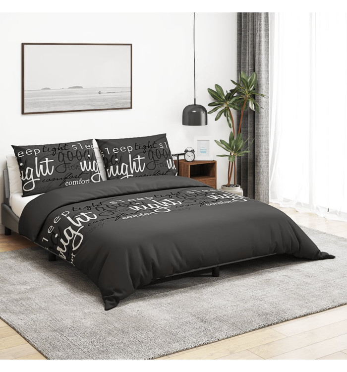 Ensemble de housse de couette Noir 140x200 cm Coton | Mobilier & Déco