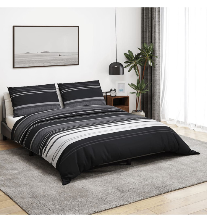Ensemble de housse de couette noir et blanc 140x200 cm Coton | Mobilier & Déco