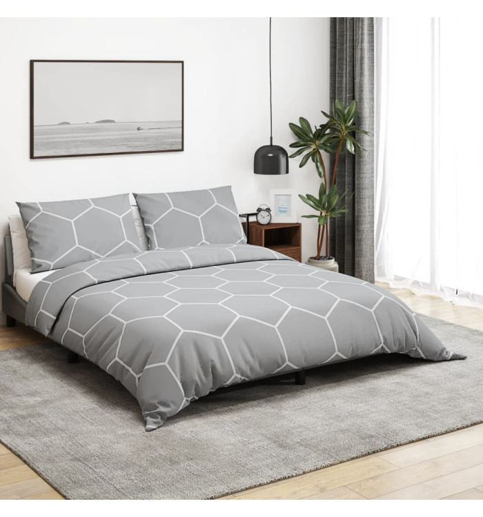 Ensemble de housse de couette Gris 140x200 cm Coton | Mobilier & Déco