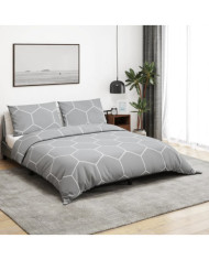 Ensemble de housse de couette Gris 140x200 cm Coton | Mobilier & Déco