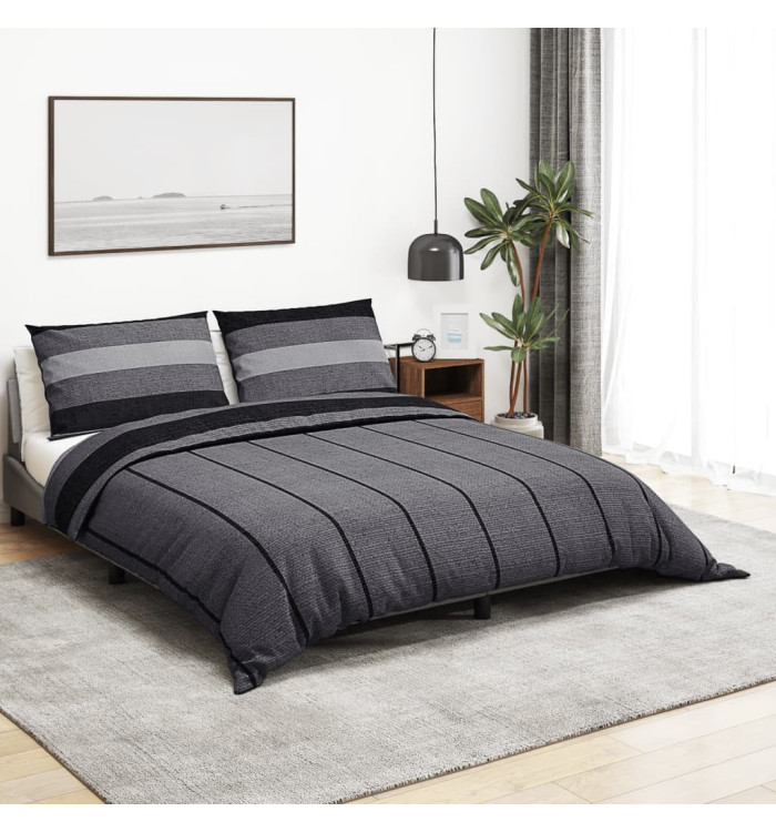 Ensemble de housse de couette gris foncé 155x220 cm Coton | Mobilier & Déco
