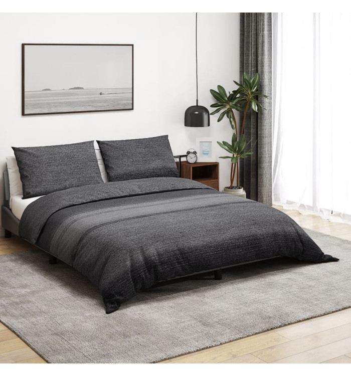 Ensemble de housse de couette gris foncé 200x200 cm Coton | Mobilier & Déco