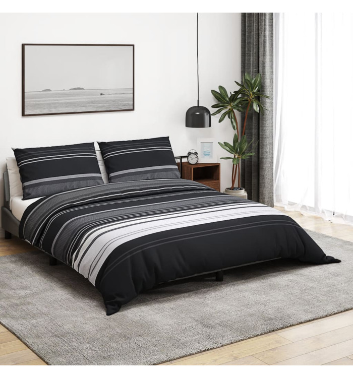 Ensemble de housse de couette noir et blanc 135x200 cm Coton | Mobilier & Déco
