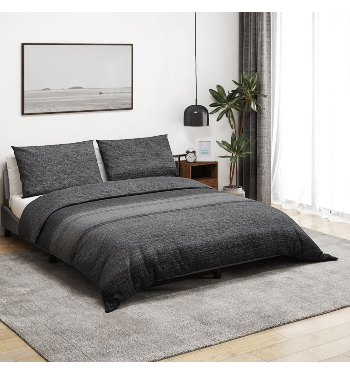 Ensemble de housse de couette gris foncé 135x200 cm Coton | Mobilier & Déco