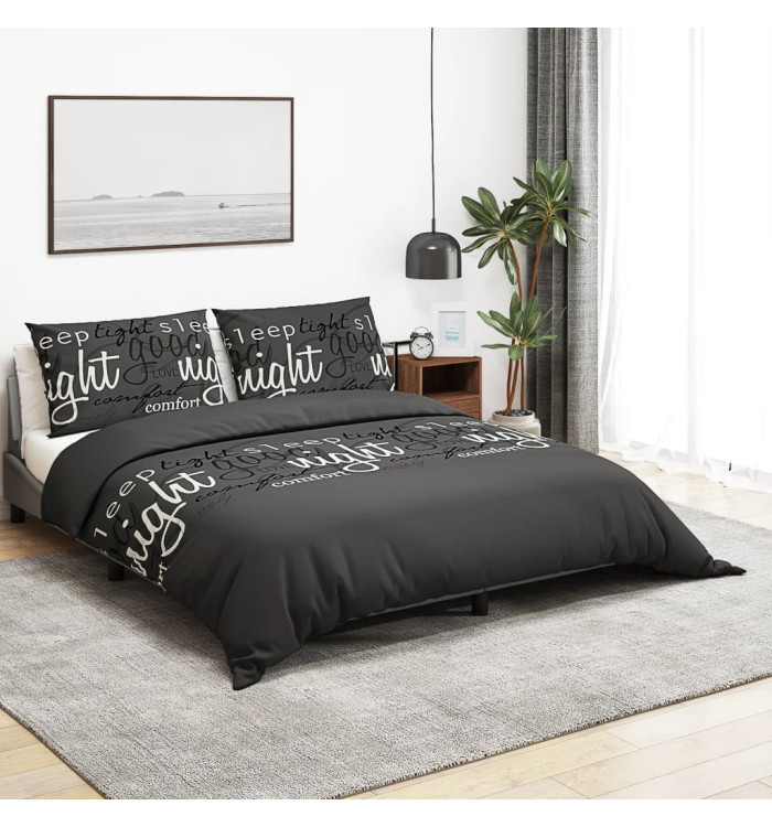 Ensemble de housse de couette Noir 135x200 cm Coton | Mobilier & Déco