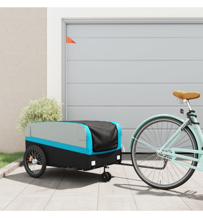 Remorque de vélo noir et bleu 45 kg fer | Mobilier & Déco