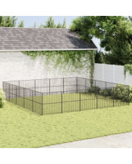 Parc pour chien 20 panneaux noir acier galvanisé | Mobilier & Déco