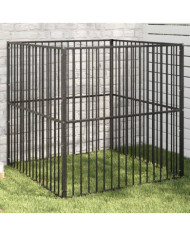 Parc pour chien 4 panneaux noir acier galvanisé | Mobilier & Déco
