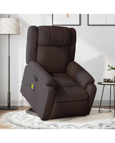 Fauteuil inclinable de massage Marron foncé Tissu | Mobilier & Déco