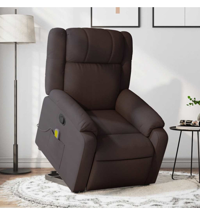 Fauteuil inclinable de massage Marron foncé Tissu | Mobilier & Déco