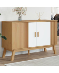 Buffet OLDEN blanc et marron 114x43x73,5 cm bois massif de pin | Mobilier & Déco