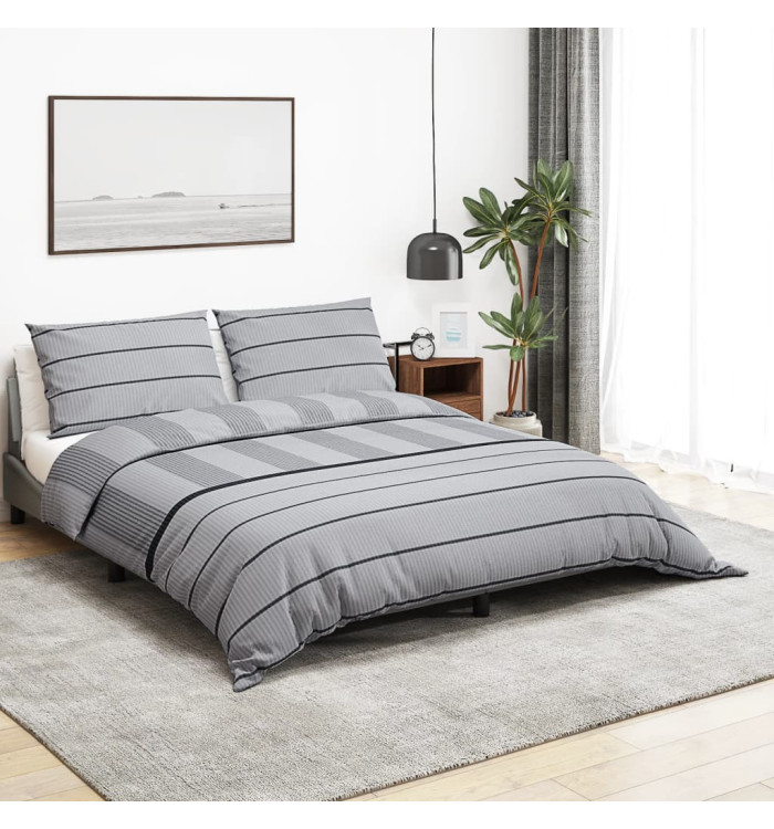 Ensemble de housse de couette Gris 200x200 cm Coton | Mobilier & Déco