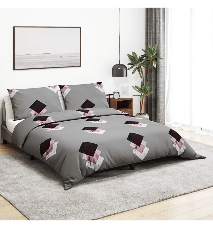 Ensemble de housse de couette Gris 140x200 cm Coton | Mobilier & Déco