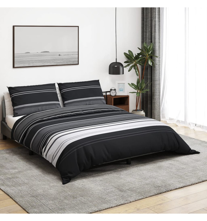 Ensemble de housse de couette noir et blanc 140x200 cm Coton | Mobilier & Déco