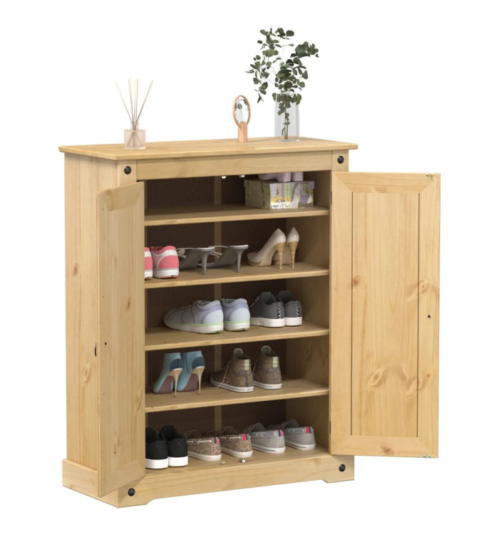Armoire à chaussures Corona 86x38,5x108 cm bois de pin massif | Mobilier & Déco