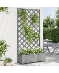 Jardinière avec treillis gris bois massif de sapin | Mobilier & Déco