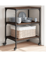 Chariot de cuisine chêne marron 60x41x76 cm bois d'ingénierie | Mobilier & Déco