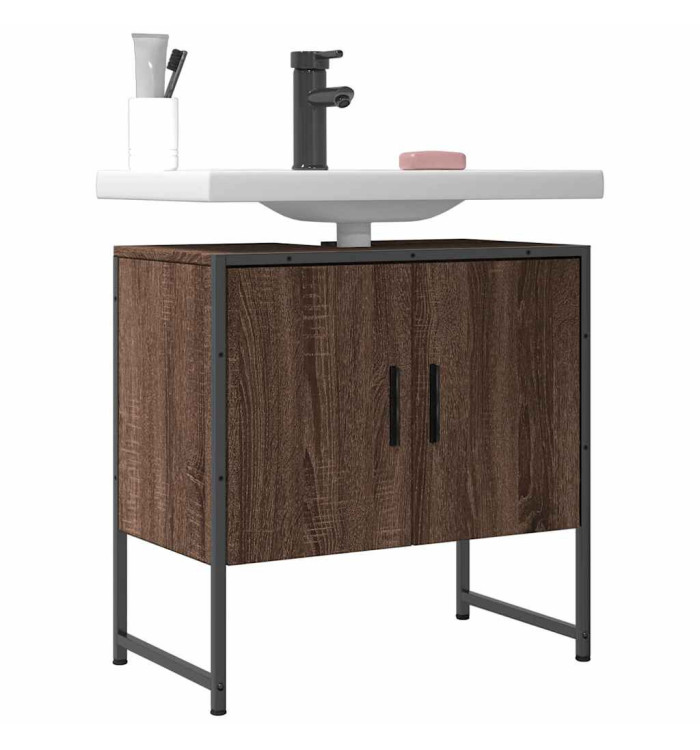 Armoire lavabo de salle de bain chêne marron 60x33x60 cm | Mobilier & Déco