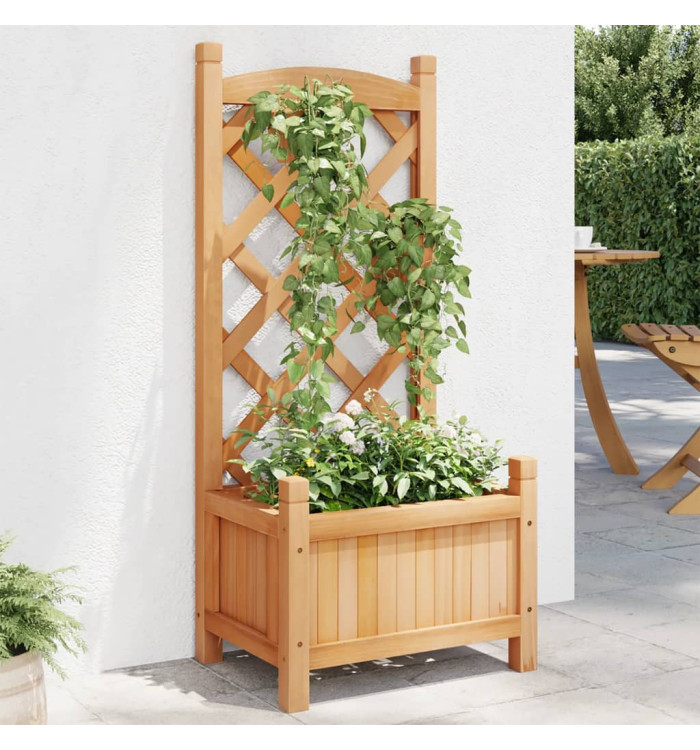 Jardinière avec treillis marron bois massif de sapin | Mobilier & Déco