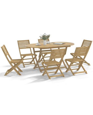 Chaises pliables de jardin lot de 6 bois massif d'acacia | Mobilier & Déco