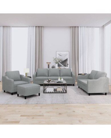 Ensemble de canapés 4 pcs avec coussins Gris clair Tissu | Mobilier & Déco