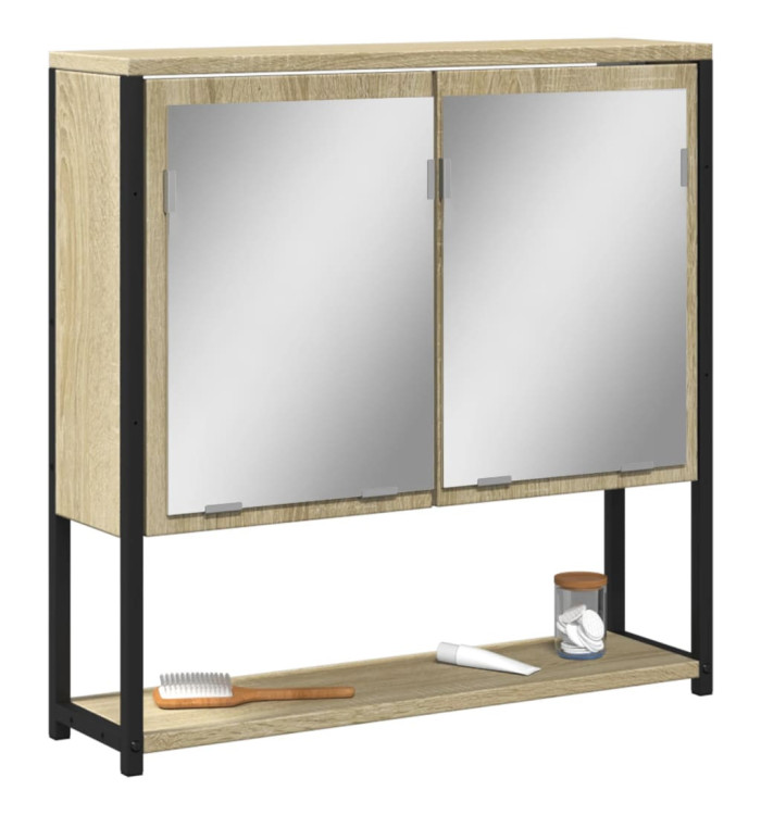 Armoire de salle de bain à miroir chêne sonoma bois ingénierie | Mobilier & Déco