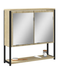 Armoire de salle de bain à miroir chêne sonoma bois ingénierie | Mobilier & Déco