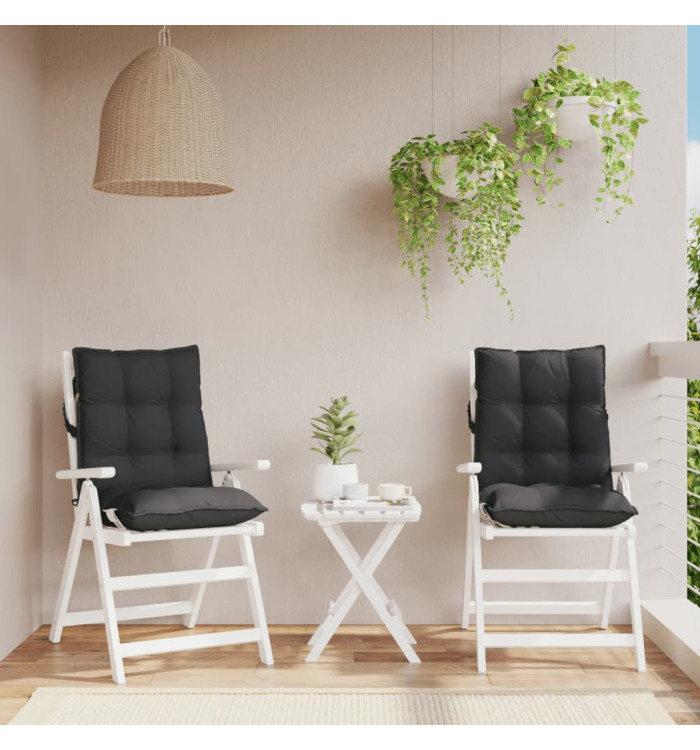 Coussins de chaise à dossier bas lot de 2 noir tissu oxford | Mobilier & Déco
