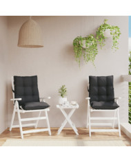 Coussins de chaise à dossier bas lot de 2 noir tissu oxford | Mobilier & Déco